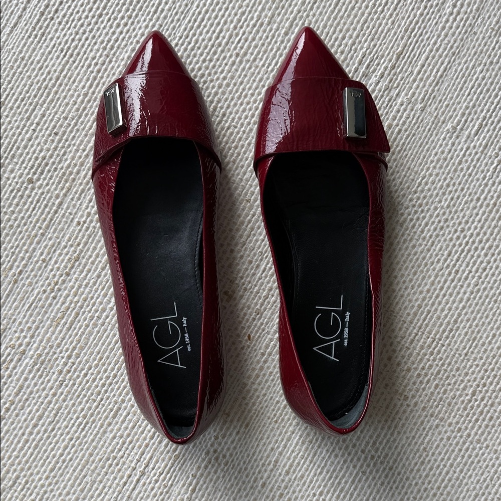 AGL Dark Red Patent Leather Flats